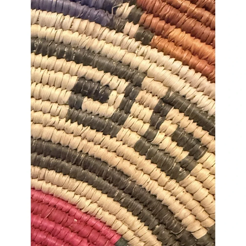 Woven Coil Colorful Basket Tight Weave Herringbone Rim 14